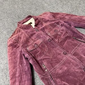 VTG Danier Women’s Suede Leather M Violet Cowgirl Jacket Blazer Y2K Pockets